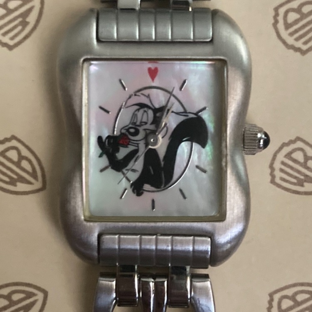 Warner Bros. 1995 Pepe le pew, stainless steel watch NOS
